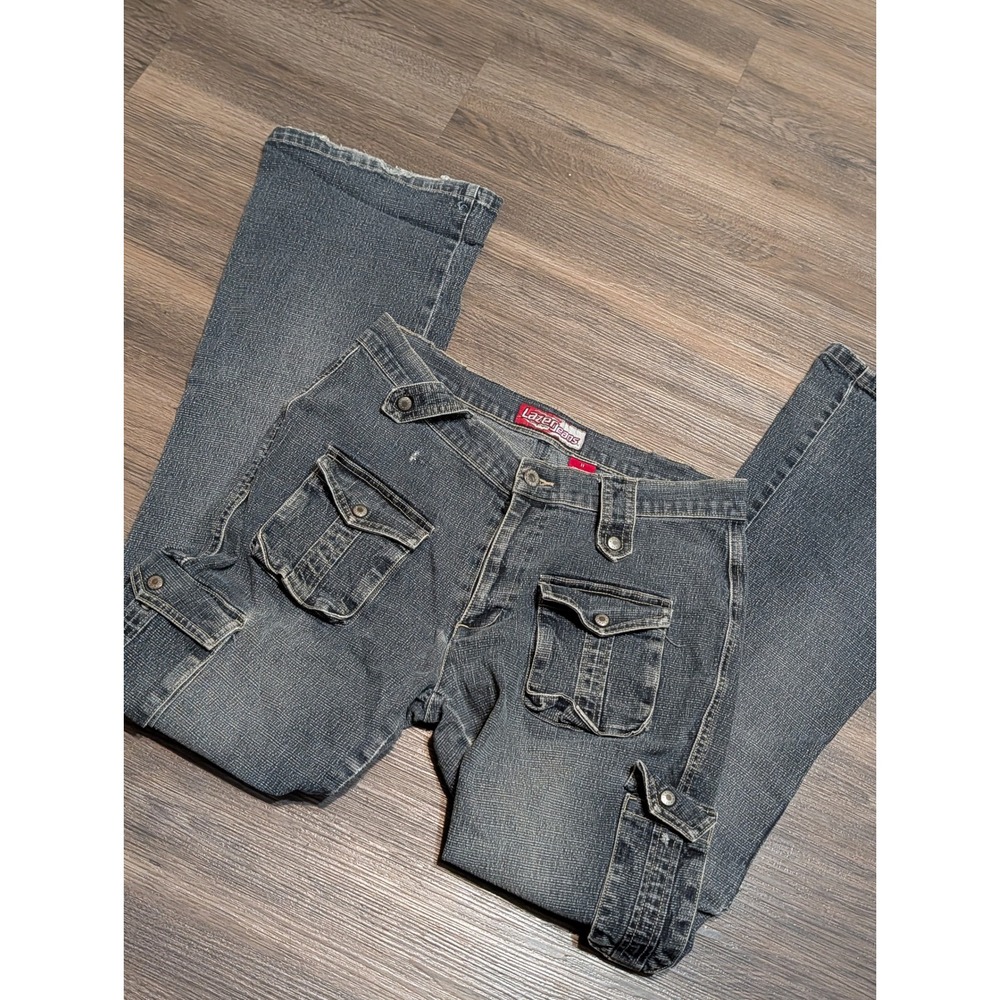 Lazer Jeans Womens 11 Blue Cargo Flare Ankle Zip Y2K Low Mid Rise Denim Pants
